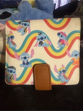 Loungefly Rainbow Stitch Mini Wallet - Blue, Cream & Tan